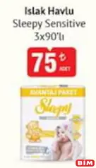 SLEEPY SENSİTİVE ISLAK HAVLU MENDİL 3X90'LI